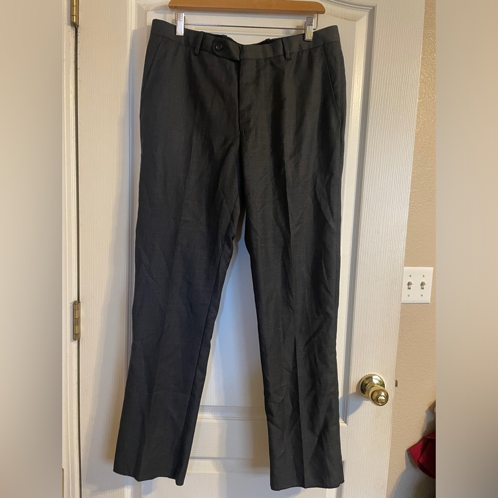 NEW Knot Standard Mens Custom Dress Pant Charcoal Gray Flat Front Trousers 36x31